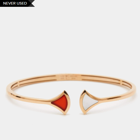 Bvlgari Divas' Dream Carnelian Mother of Pearl 18K Rose Gold Open Cuff Bracelet L
